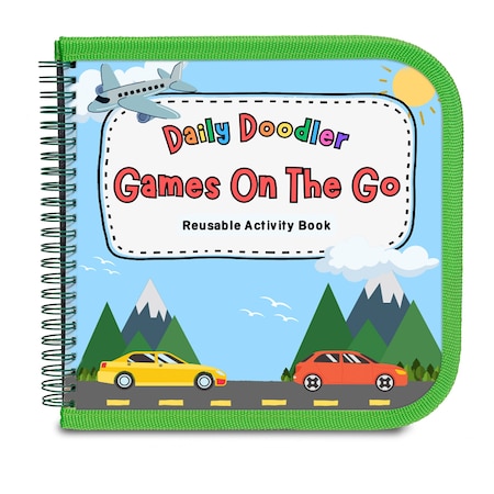 The Pencil Grip Daily Doodler Reusable Activity Book- Games On The Go, Includes 4 Wonder Stix TPG-845